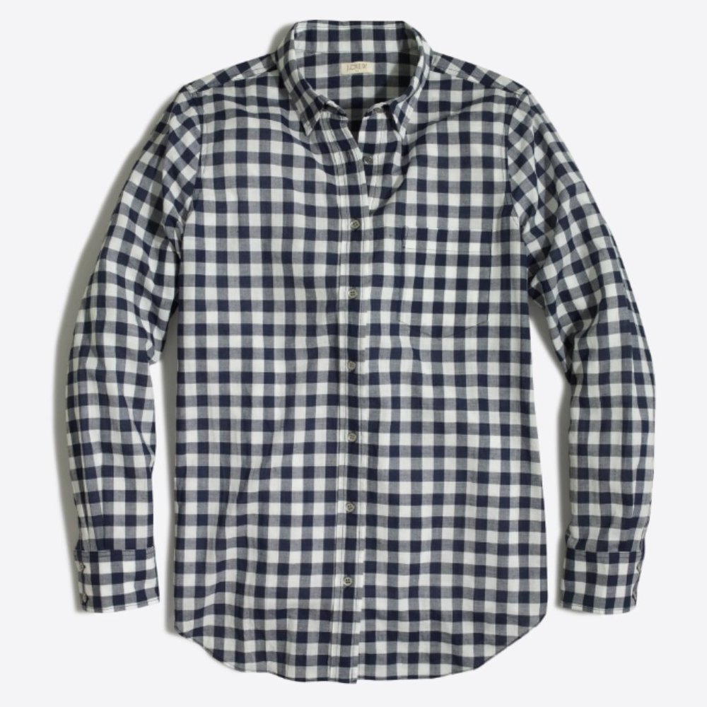 J. Crew Navy Gingham Button Down (Size XS)